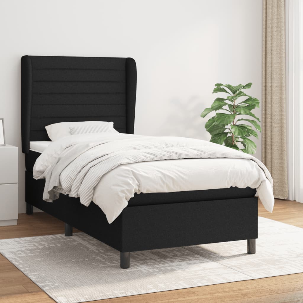 vidaXL Posteľný rám boxspring s matracom čierny 80x200 cm látka