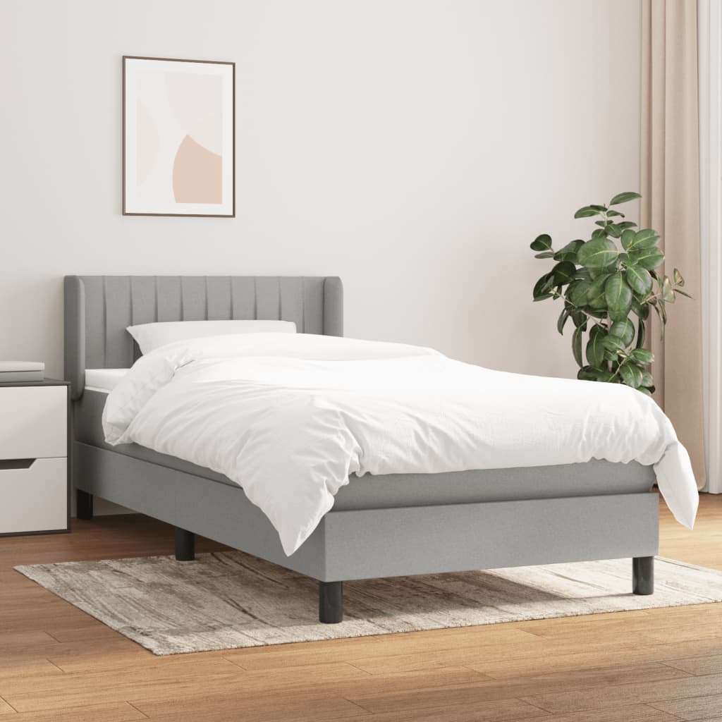 vidaXL Posteľný rám boxsping s matracom bledosivý 90x190 cm látka