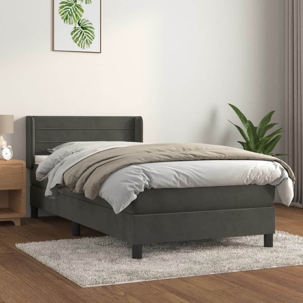 vidaXL Posteľný rám boxspring s matracom tmavosivý 80x200 cm zamat