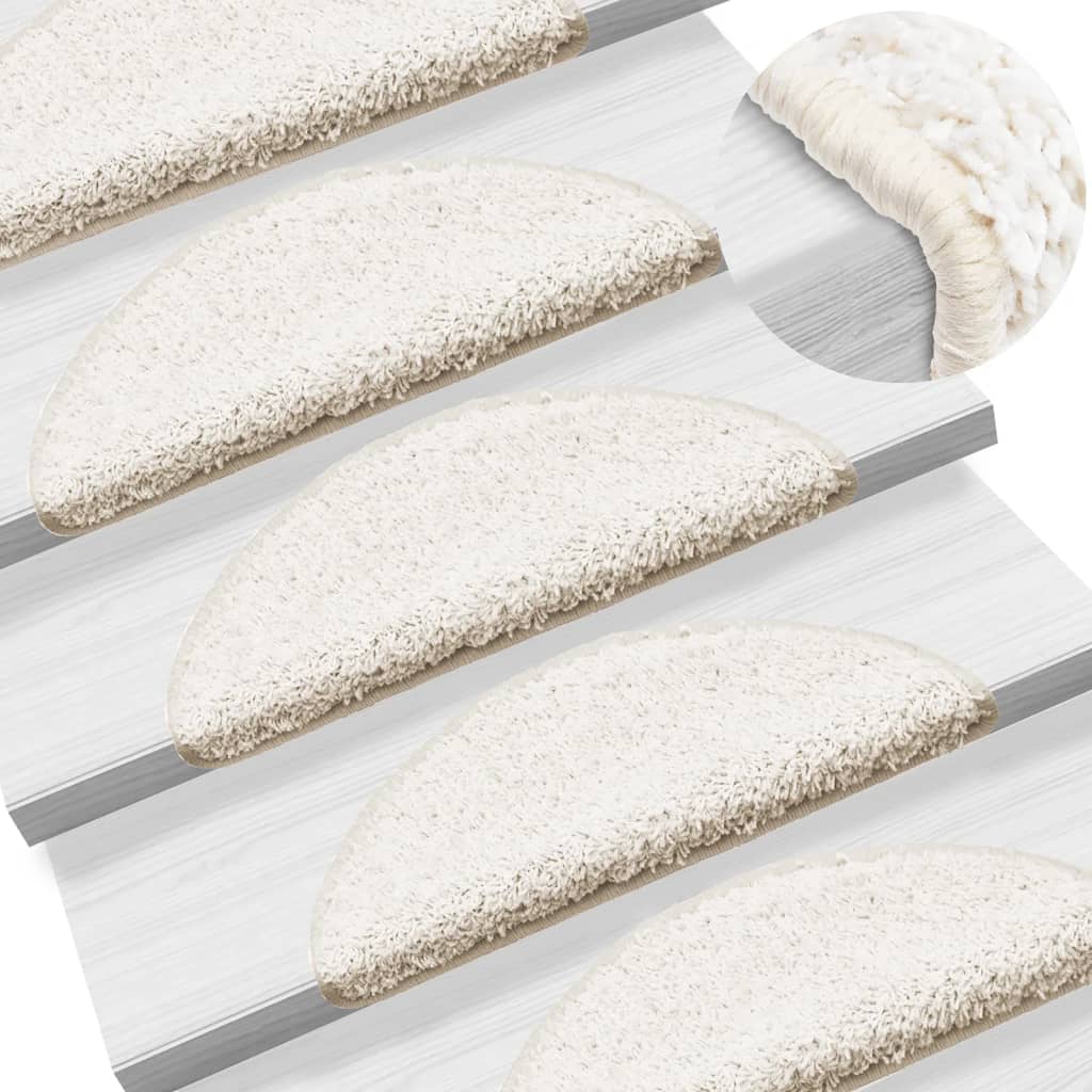 vidaXL Kobercové nášľapy na schody 15 ks biele 56x17x3 cm