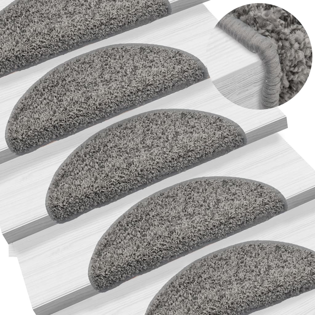 vidaXL Kobercové nášľapy na schody 15 ks sivé 56x17x3 cm