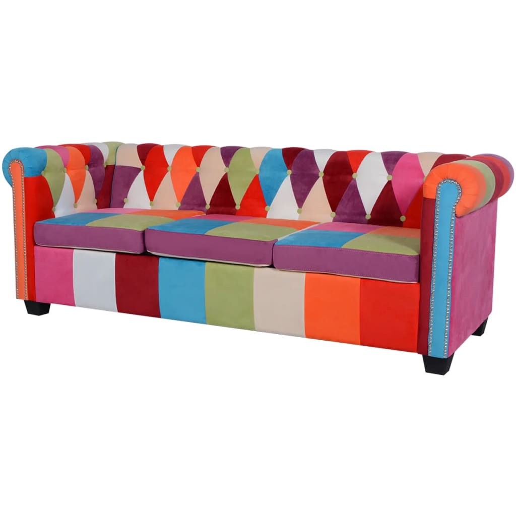 vidaXL Pohovka Chesterfield, 3-miestna, látka
