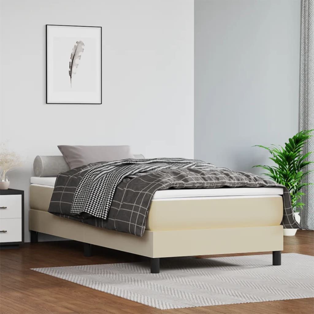 vidaXL Posteľný rám krémový 90x200 cm umelá koža