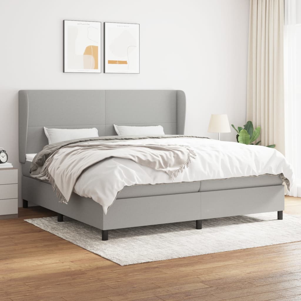 vidaXL Posteľný rám boxsping s matracom bledosivý 200x200 cm látka