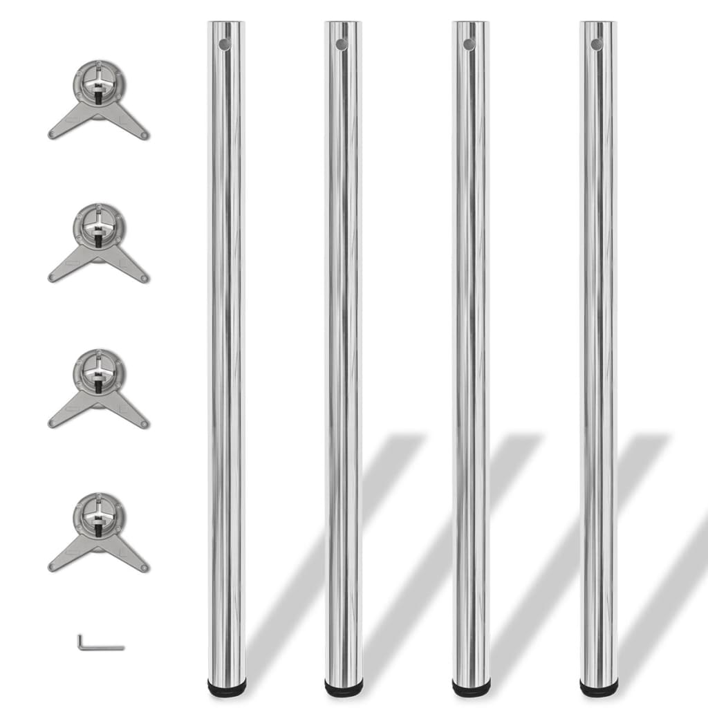 vidaXL Výškovo nastaviteľné chrómované stolové nohy, 4ks, 1100 mm