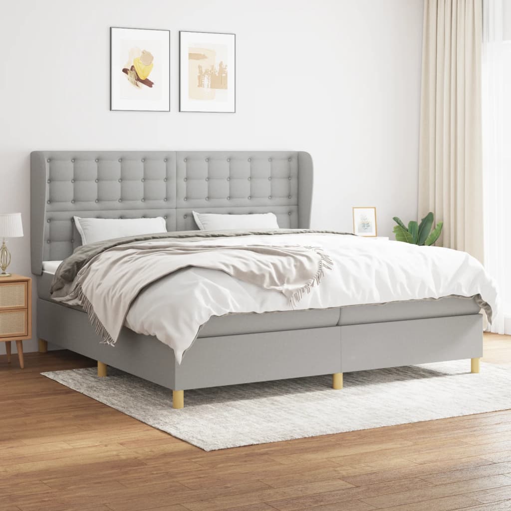 vidaXL Posteľný rám boxsping s matracom bledosivý 200x200 cm látka