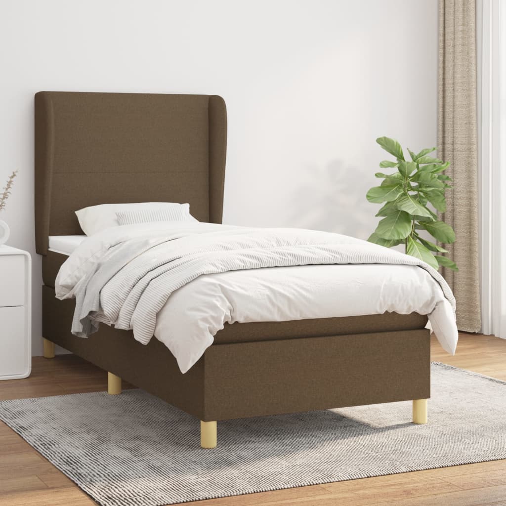 vidaXL Posteľný rám boxsping s matracom hnedý 80x200 cm látka