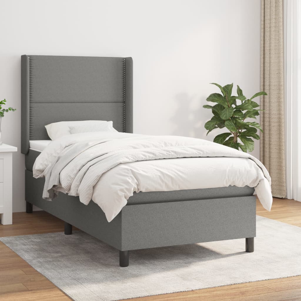 vidaXL Posteľný rám boxsping s matracom tmavosivý 80x200 cm látka