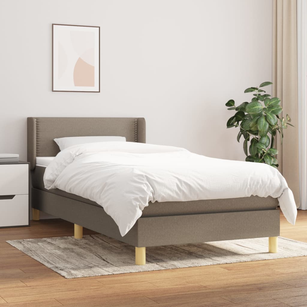 vidaXL Posteľný rám boxsping s matracom sivohnedý 90x200 cm látka