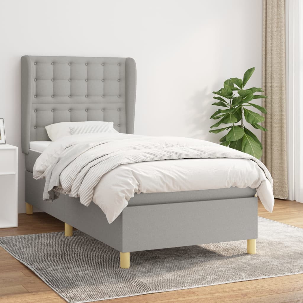 vidaXL Posteľný rám boxsping s matracom bledosivý 80x200 cm látka