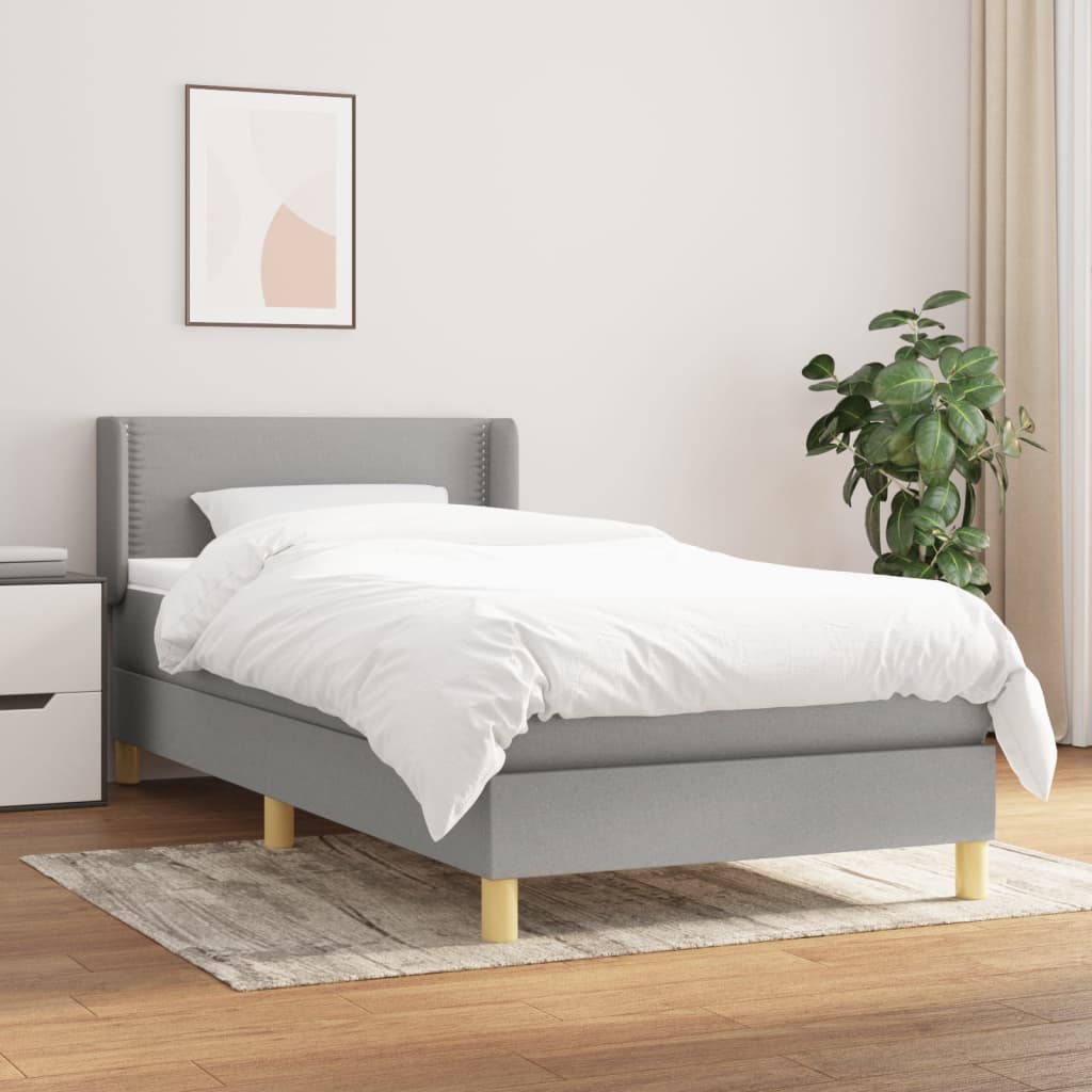 vidaXL Posteľný rám boxsping s matracom bledosivý 80x200 cm látka