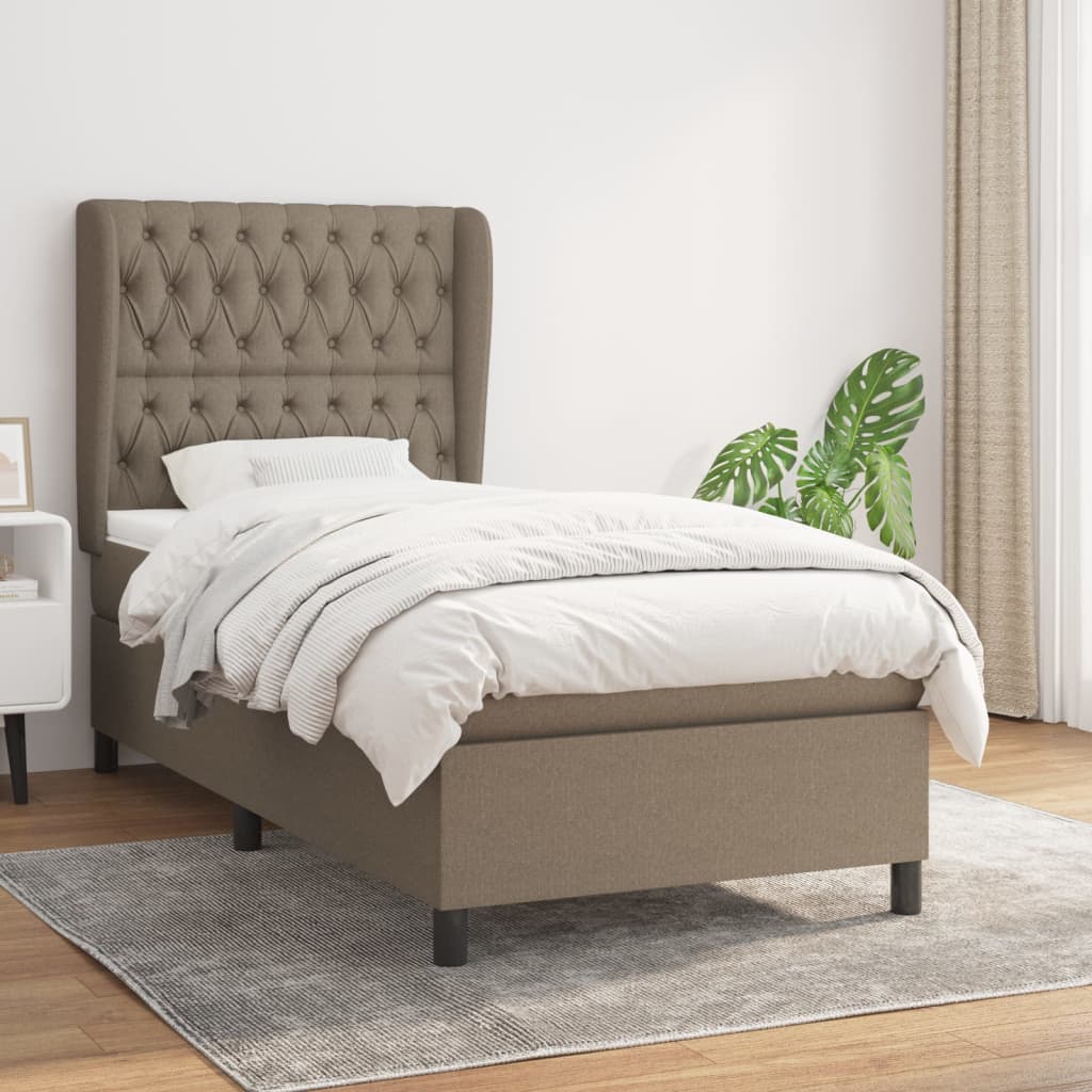 vidaXL Posteľný rám boxsping s matracom sivohnedý 90x200 cm látka