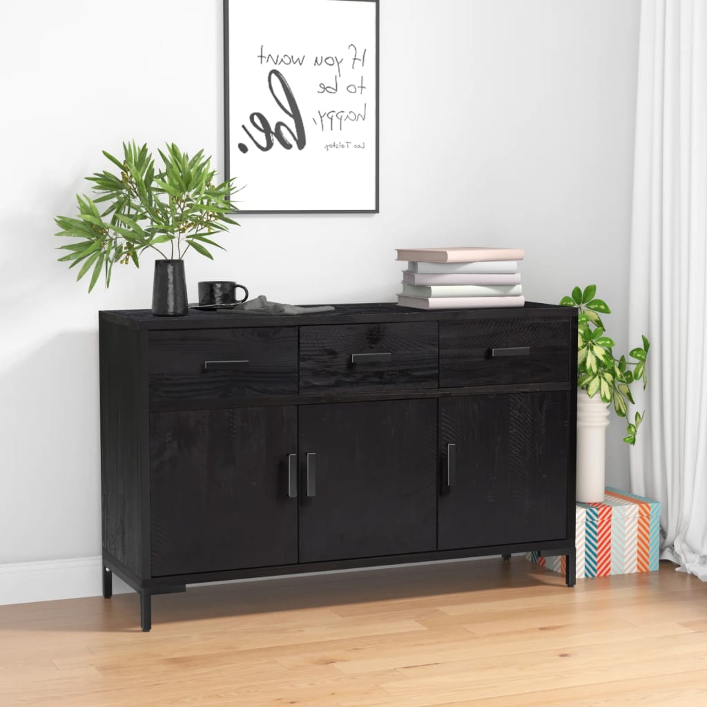 vidaXL Komoda, čierna 110x35x70 cm, borovicový masív