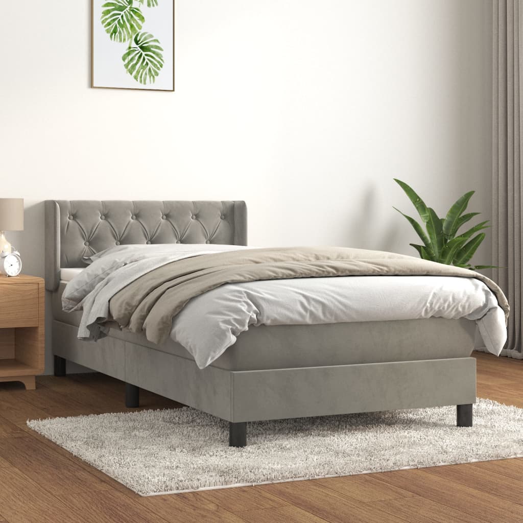 vidaXL Posteľný rám boxsping s matracom bledosivý 80x200 cm zamat