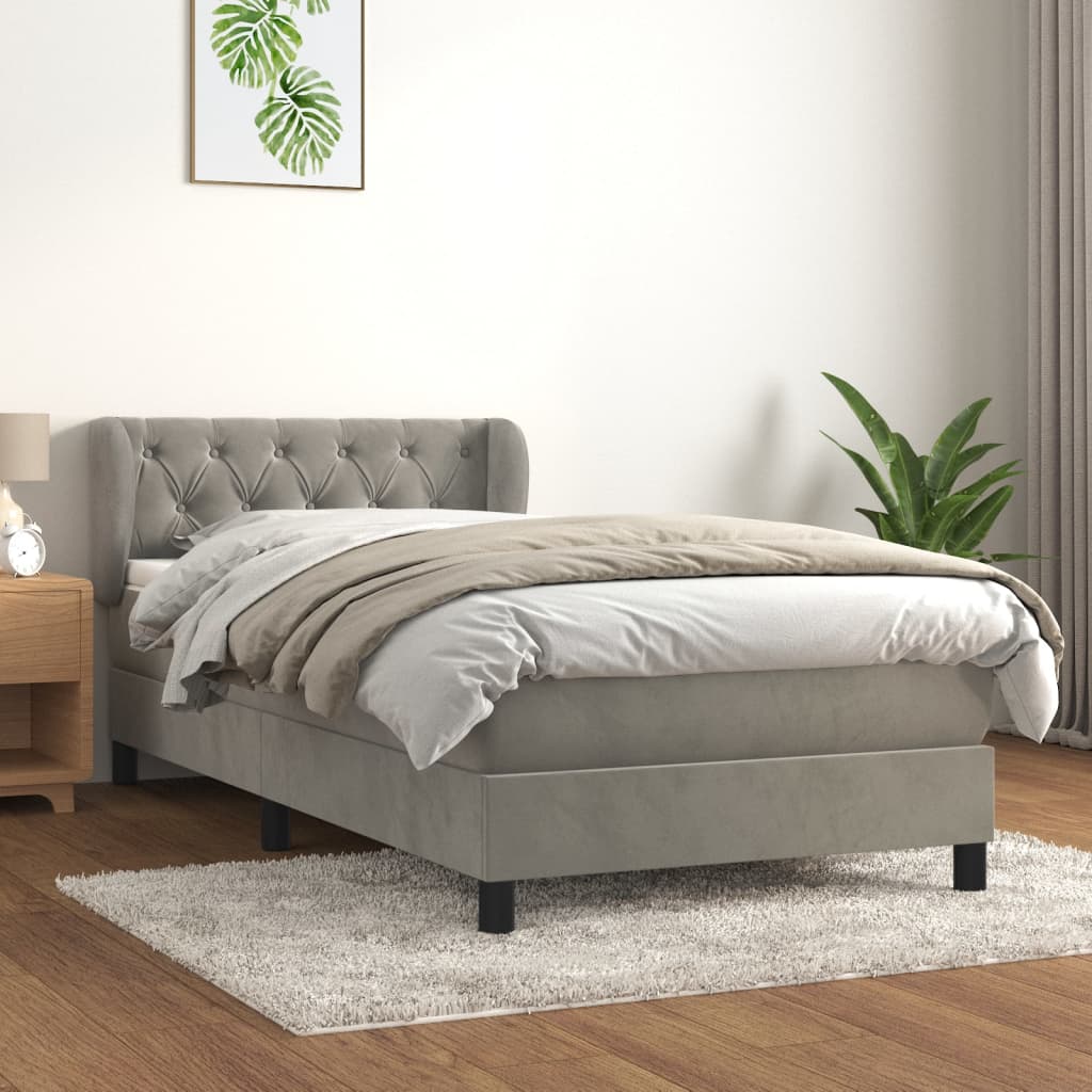 vidaXL Posteľný rám boxsping s matracom bledosivý 80x200 cm zamat