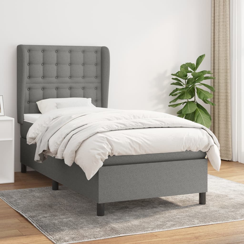 vidaXL Posteľný rám boxsping s matracom tmavosivý 80x200 cm látka