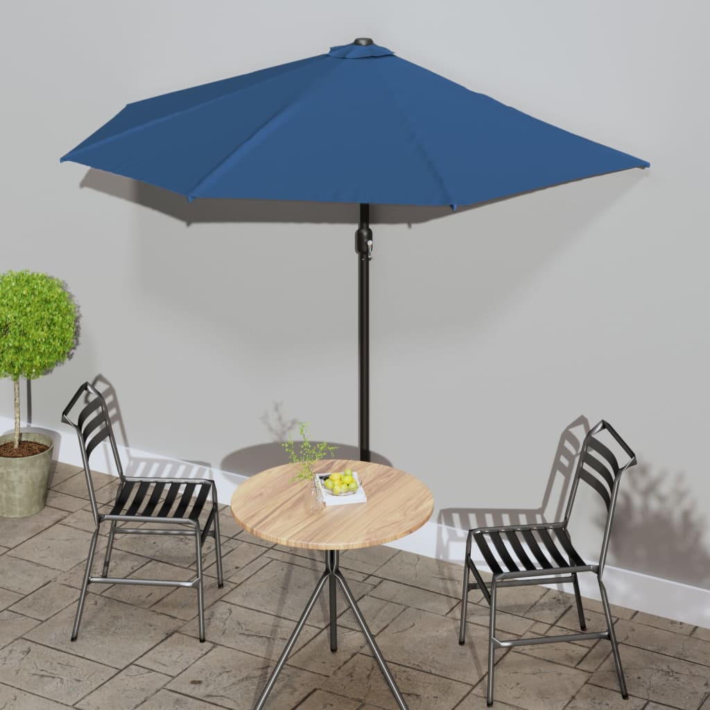 vidaXL Balkónový slnečník, hliníková tyč, modrý 270x144x222cm, polkruh