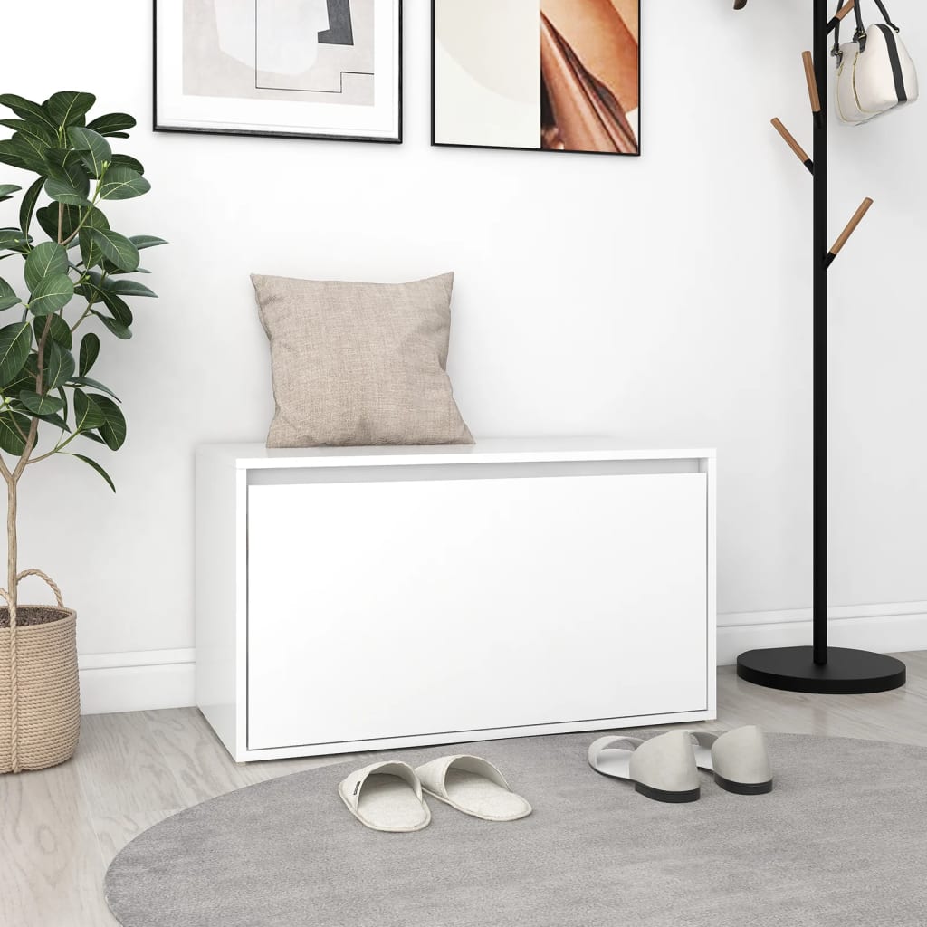 vidaXL Lavica do chodby 80x40x45 cm, biela, kompozitné drevo