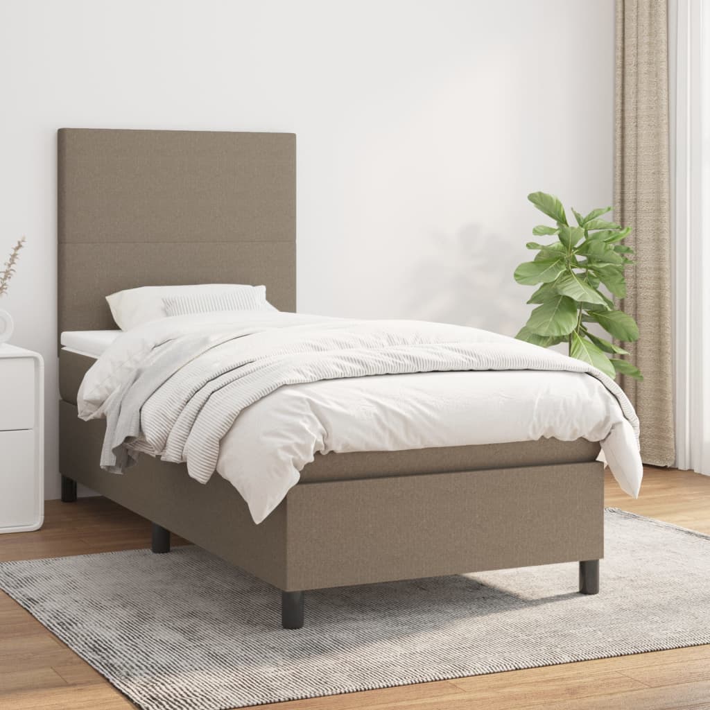vidaXL Posteľný rám boxspring s matracom sivohnedý 90x190 cm látka