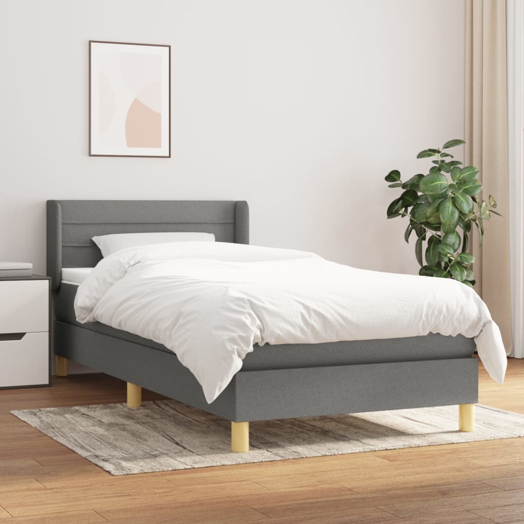 vidaXL Posteľný rám boxsping s matracom tmavosivý 80x200 cm látka