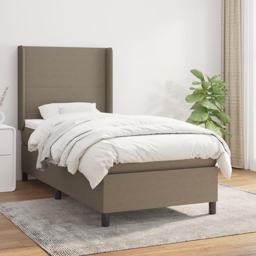 vidaXL Posteľný rám boxspring s matracom sivohnedý 90x190 cm látka