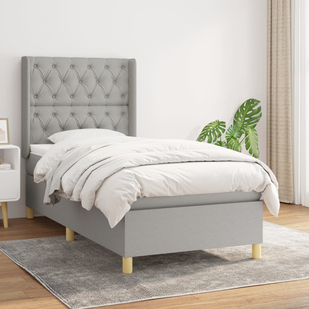vidaXL Posteľný rám boxsping s matracom bledosivý 80x200 cm látka