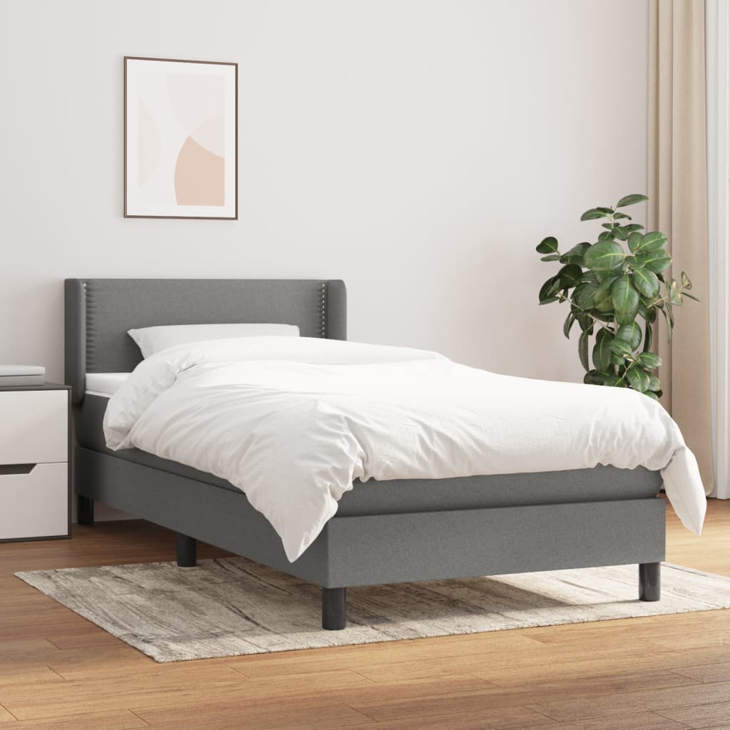 vidaXL Posteľný rám boxsping s matracom tmavosivý 80x200 cm látka