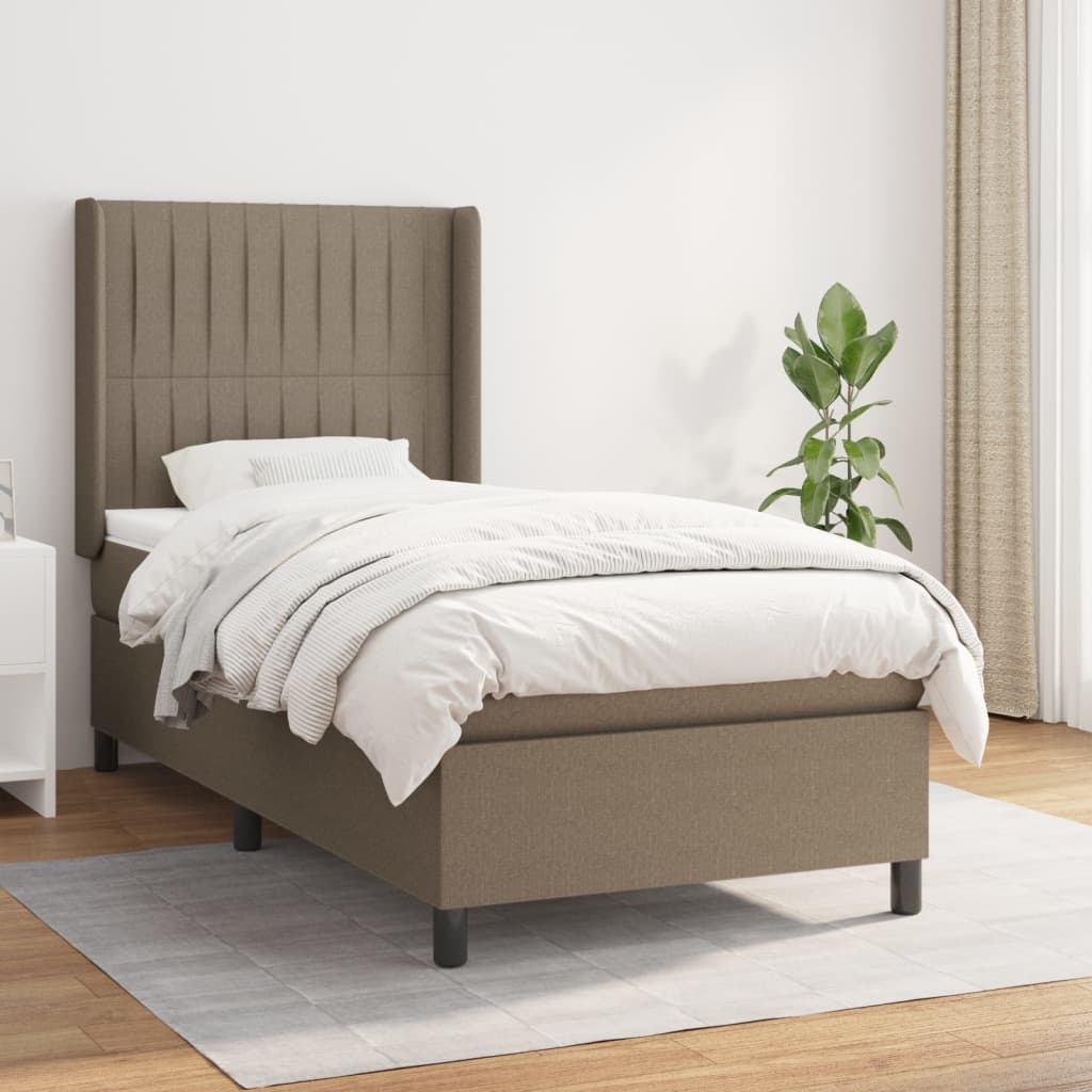 vidaXL Posteľný rám boxspring s matracom sivohnedý 90x190 cm látka