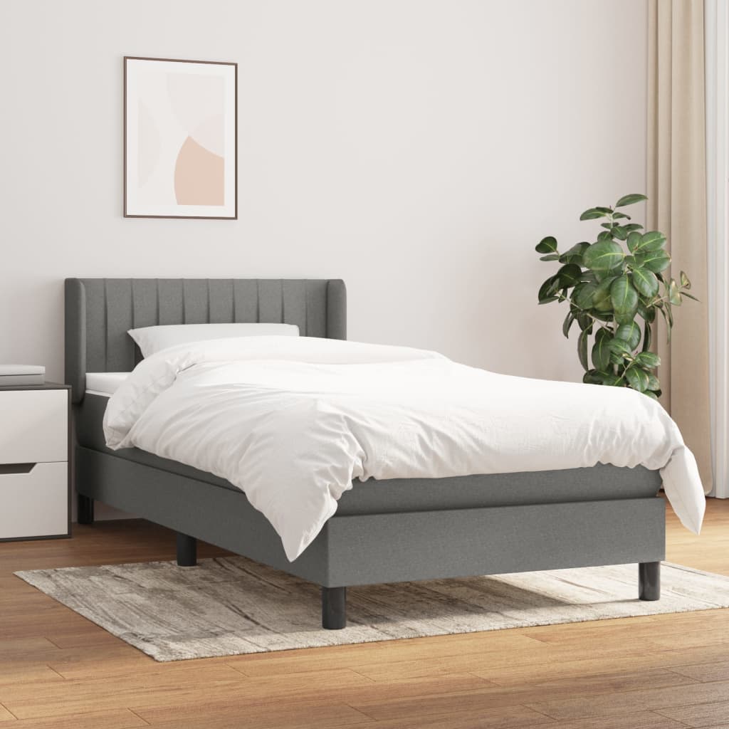 vidaXL Posteľný rám boxsping s matracom tmavosivý 80x200 cm látka