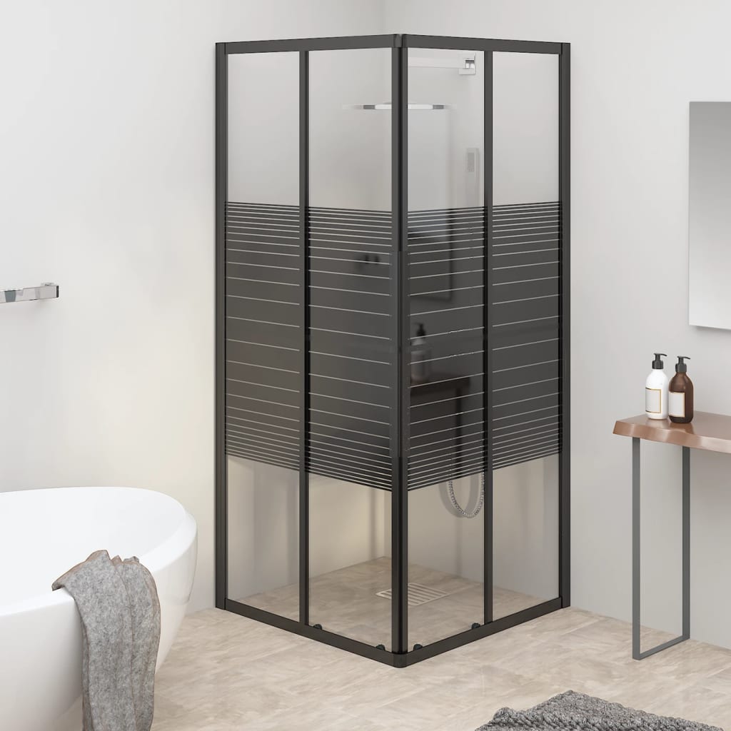 vidaXL Pruhovaný sprchový kút ESG 80x80x180 cm čierny