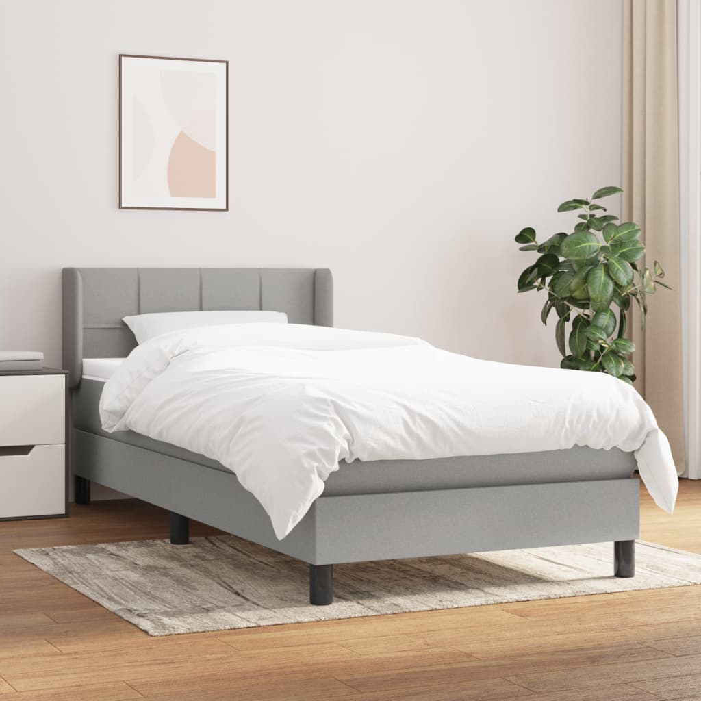 vidaXL Posteľný rám boxsping s matracom bledosivý 80x200 cm látka