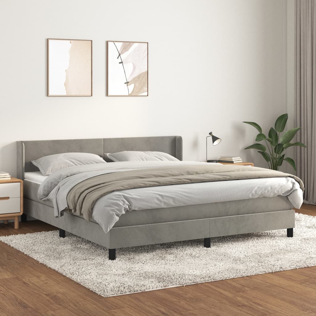 vidaXL Posteľný rám boxsping s matracom bledosivý 180x200 cm zamat