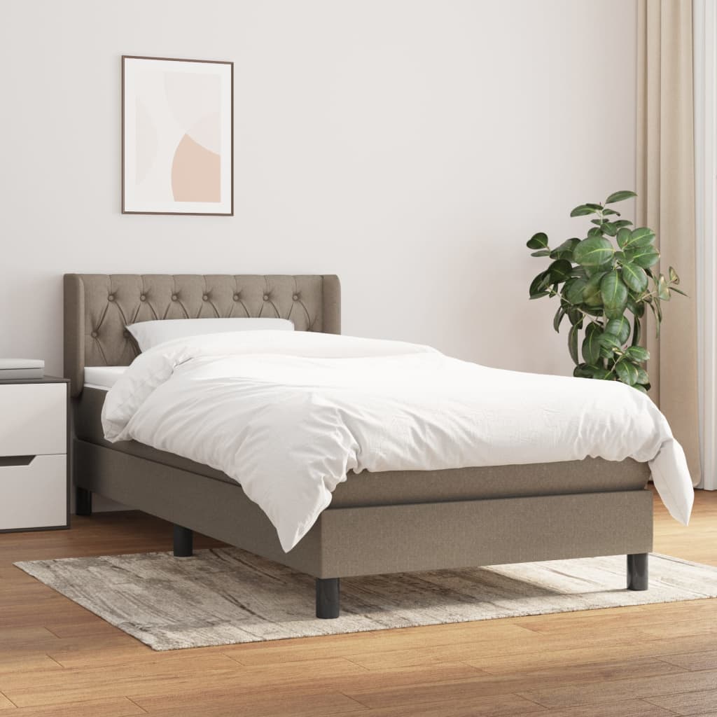 vidaXL Posteľný rám boxsping s matracom sivohnedý 90x200 cm látka