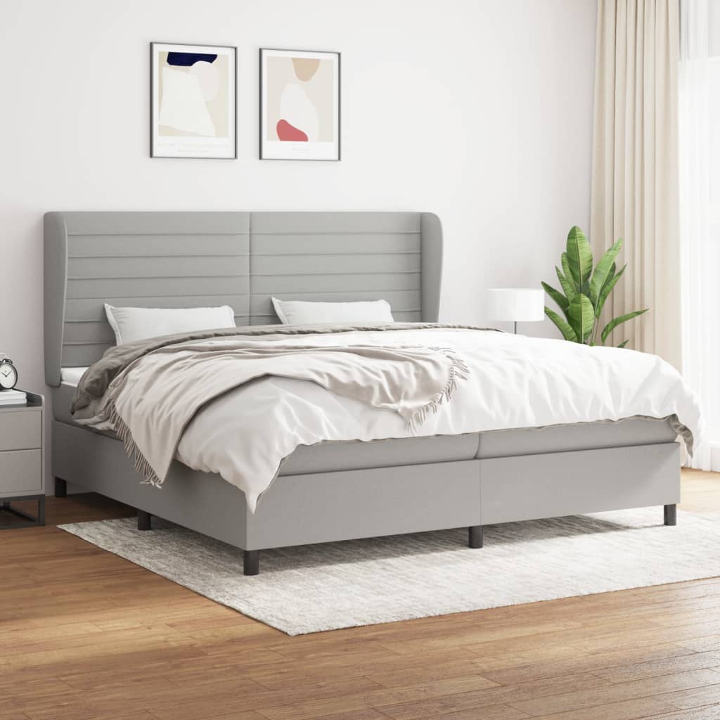 vidaXL Posteľný rám boxsping s matracom bledosivý 200x200 cm látka