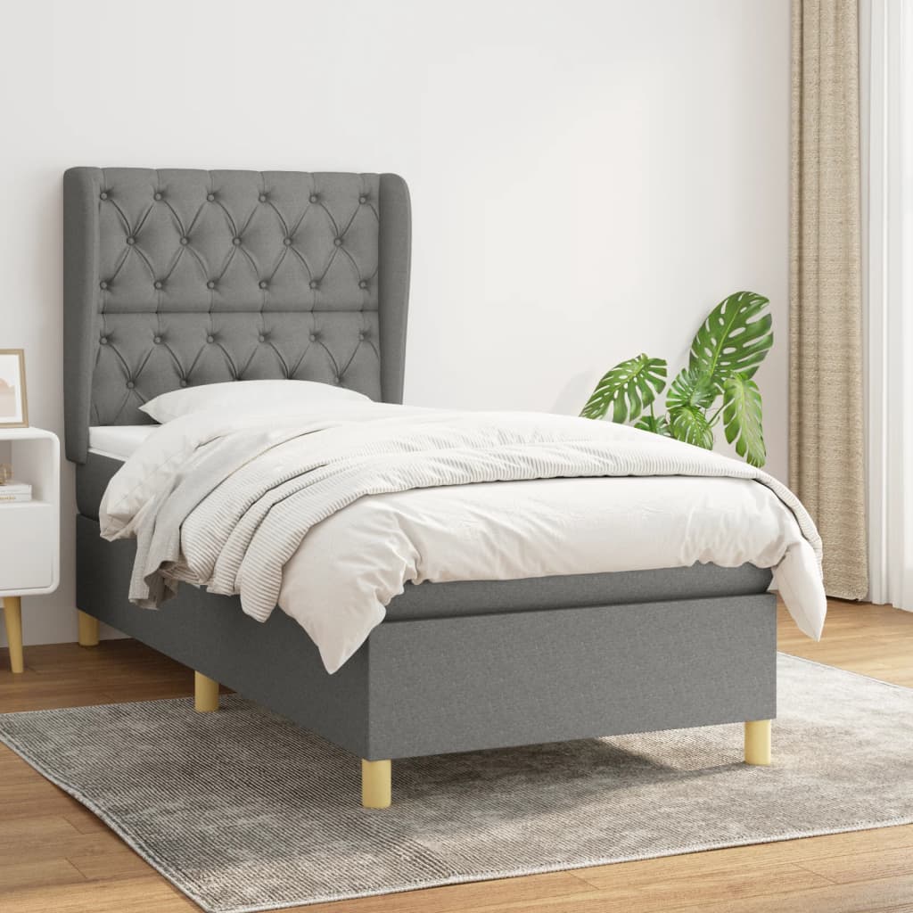 vidaXL Posteľný rám boxsping s matracom tmavosivý 80x200 cm látka