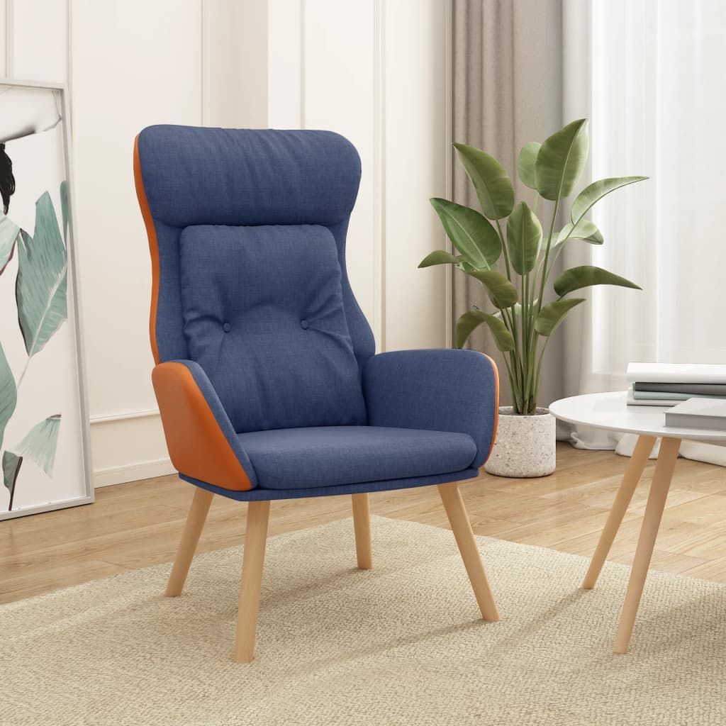 vidaXL Relaxačné kreslo modré látka a PVC