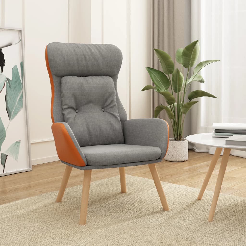 vidaXL Relaxačné kreslo bledosivé látka a PVC
