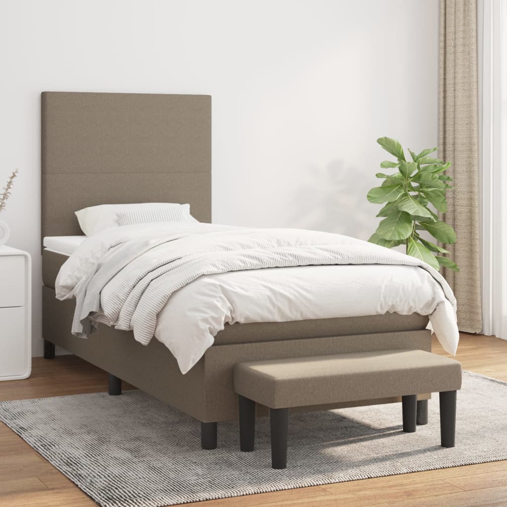 vidaXL Posteľný rám boxsping s matracom sivohnedý 90x200 cm látka