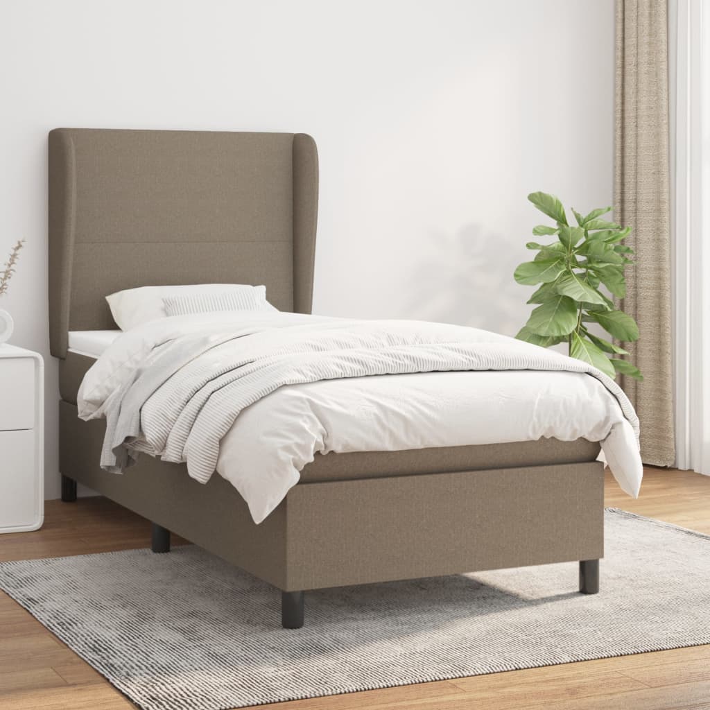 vidaXL Posteľný rám boxsping s matracom sivohnedý 90x200 cm látka