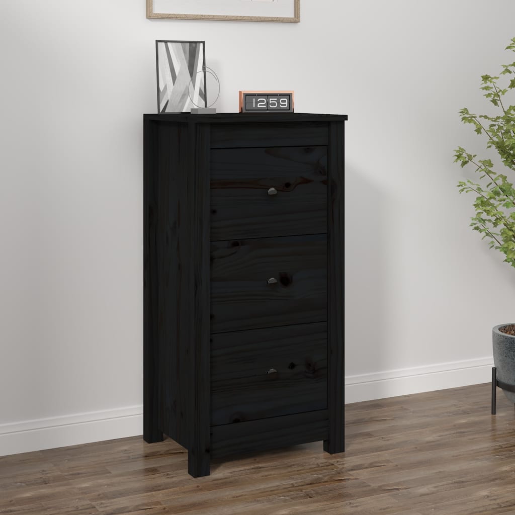 vidaXL Komoda čierna 40x35x80 cm borovicový masív