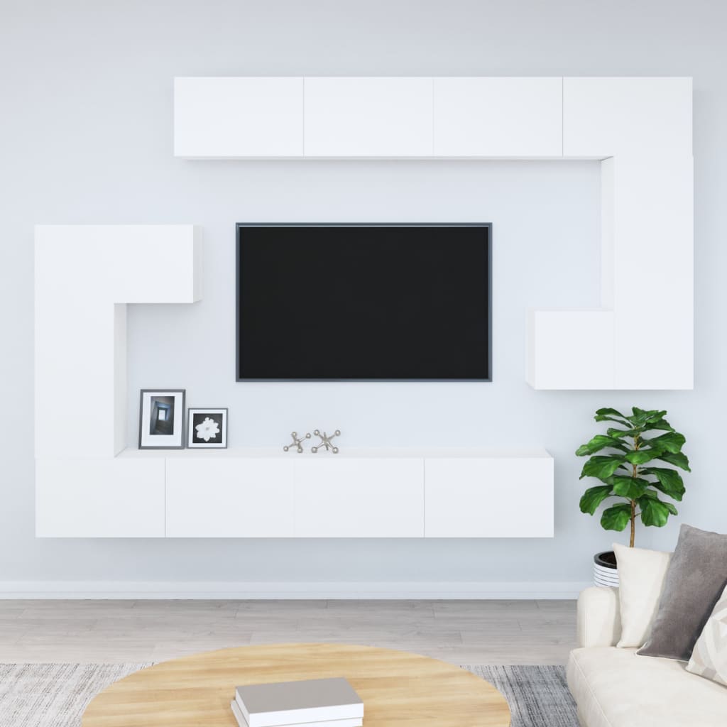 vidaXL Nástenná TV skrinka biela spracované drevo