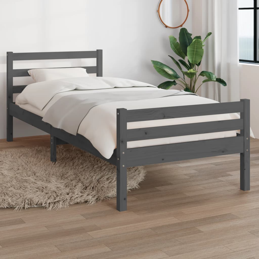 vidaXL Posteľný rám sivý masívne drevo 100x200 cm