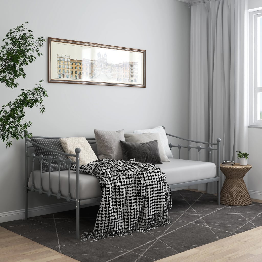 vidaXL Rám rozkladacej pohovky sivý kovový 90x200 cm