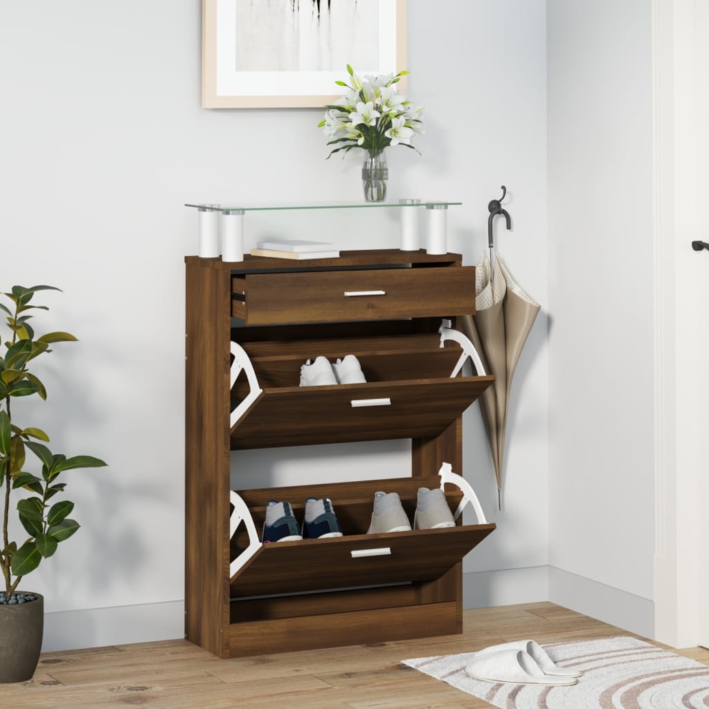 vidaXL Botník hnedý dub 63x24x104 cm spracované drevo