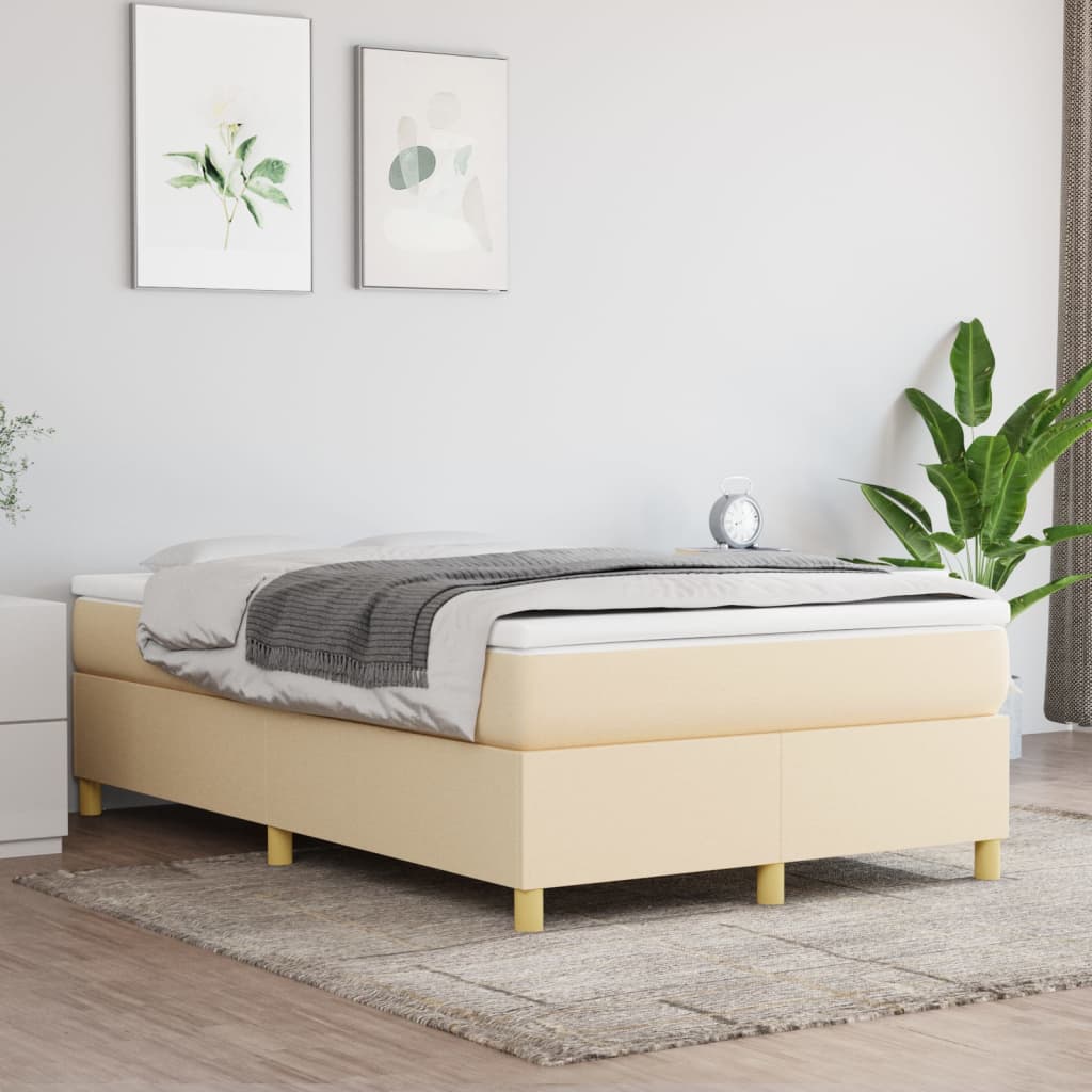 vidaXL Posteľ bez matraca krémová 120x200 cm látka