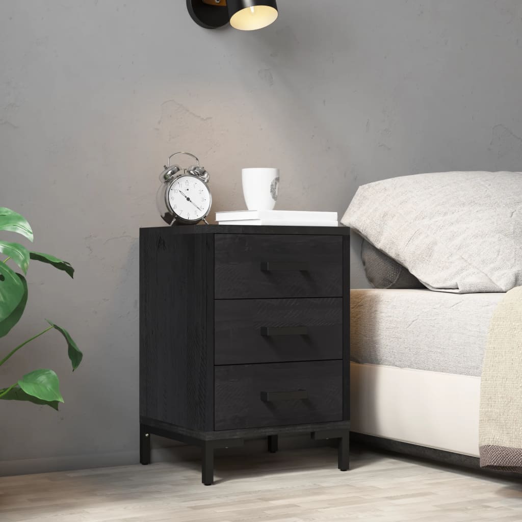 vidaXL Nočný stolík čierny 40x30x55 cm masívna recyklovaná borovica
