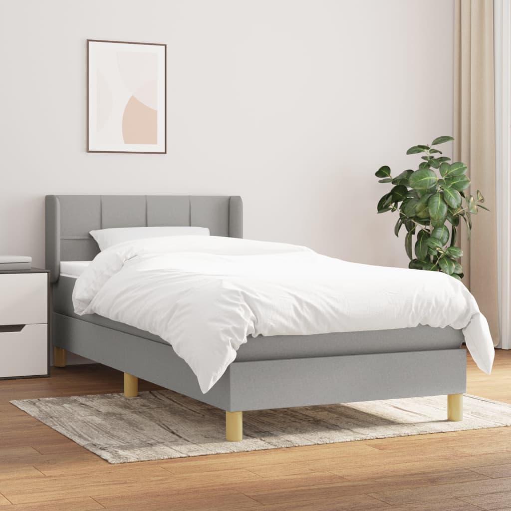 vidaXL Posteľný rám boxsping s matracom bledosivý 80x200 cm látka