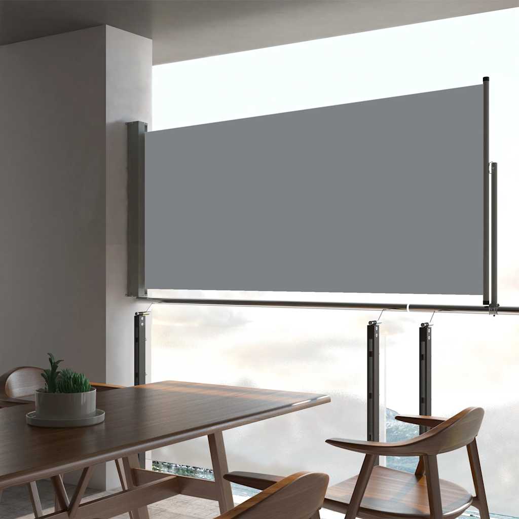 vidaXL Zaťahovacia bočná markíza na terasu sivá 60x300 cm