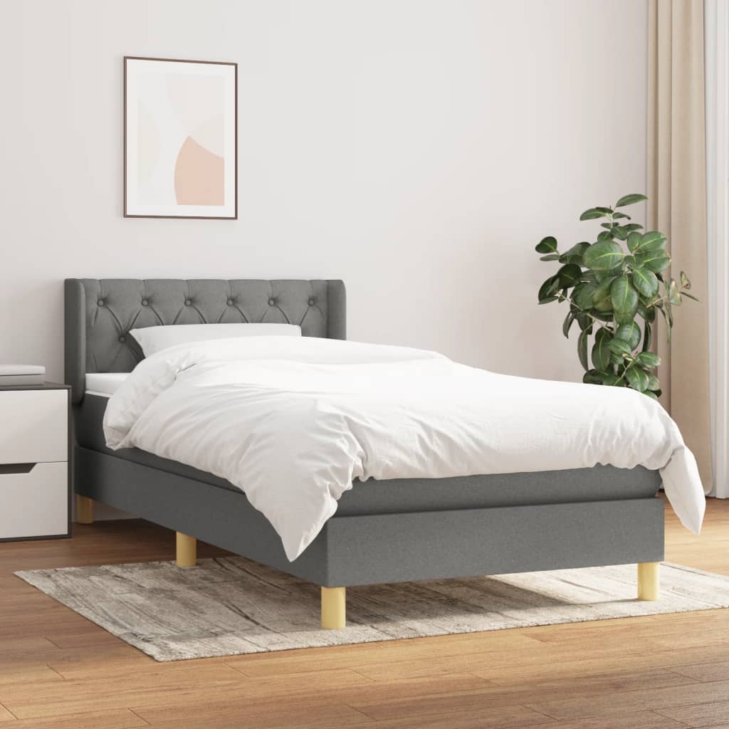 vidaXL Posteľný rám boxsping s matracom tmavosivý 80x200 cm látka