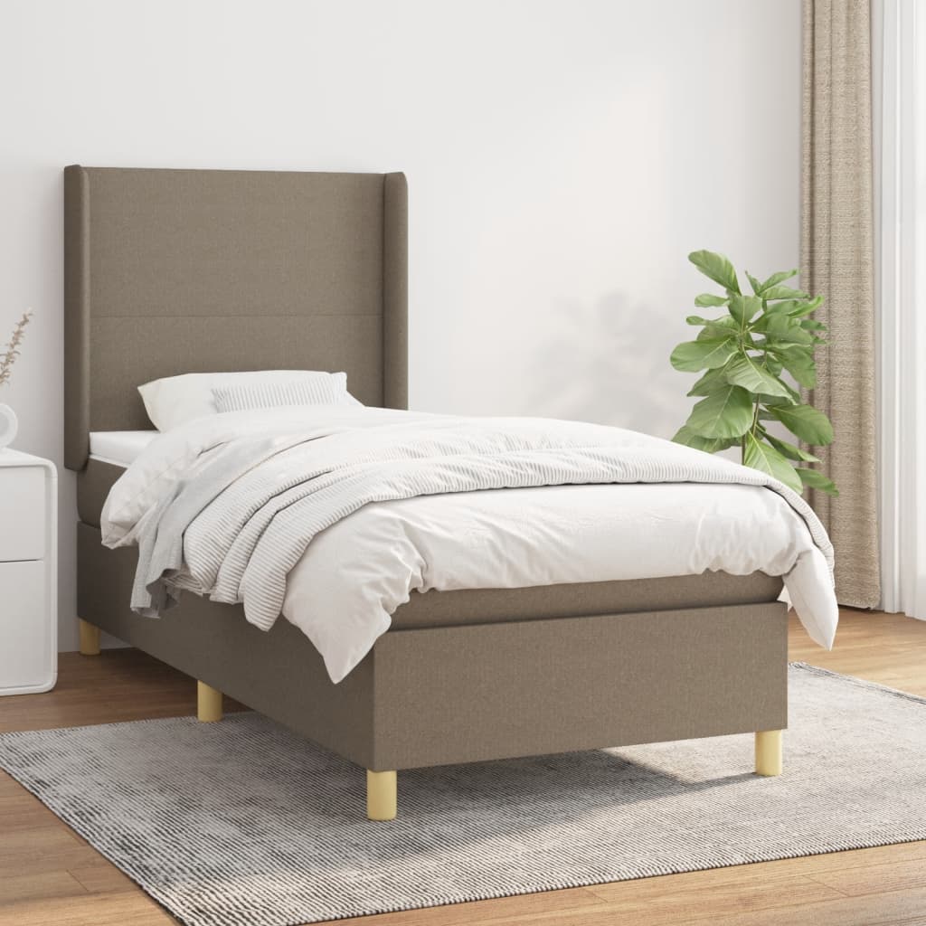 vidaXL Posteľný rám boxspring s matracom sivohnedý 90x190 cm látka